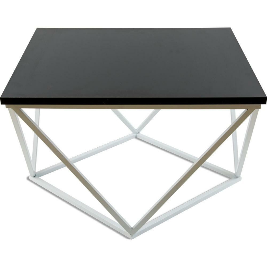 Масичка за кафе CURVED 60x60 см бял/черен