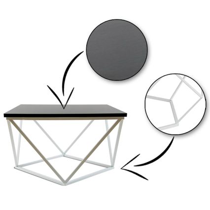 Масичка за кафе CURVED 60x60 см бял/черен
