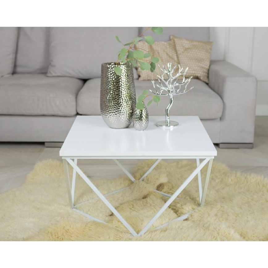 Масичка за кафе CURVED 60x60 см бял