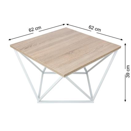 Масичка за кафе CURVED 62x62 см бяла/кафява