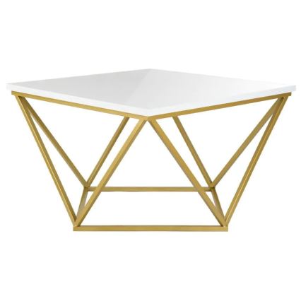 Масичка за кафе CURVED 62x62 см златист/бял