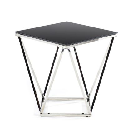 Масичка за кафе DIAMANTA 50x50 см лъскав хром/черен