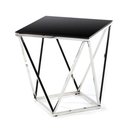 Масичка за кафе DIAMANTA 50x50 см лъскав хром/черен