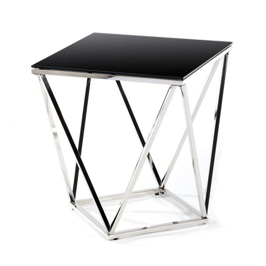 Масичка за кафе DIAMANTA 50x50 см лъскав хром/черен