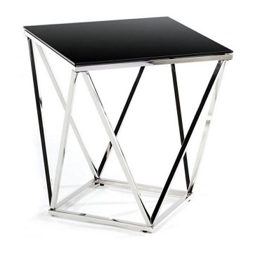 Масичка за кафе DIAMANTA 50x50 см лъскав хром/черен