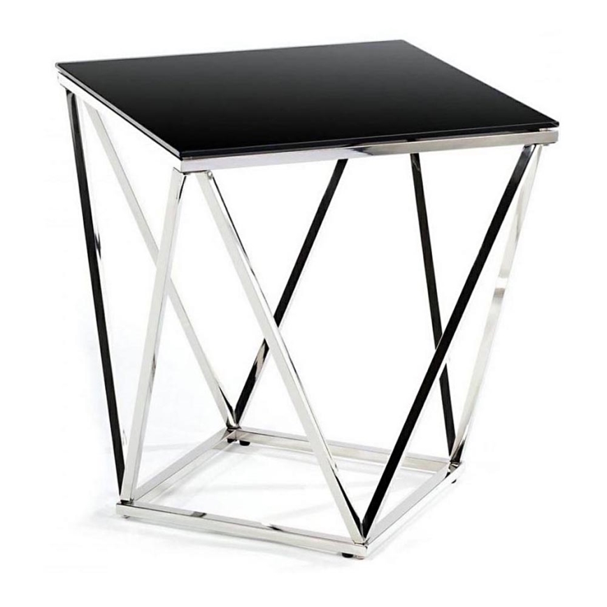 Масичка за кафе DIAMANTA 50x50 см лъскав хром/черен