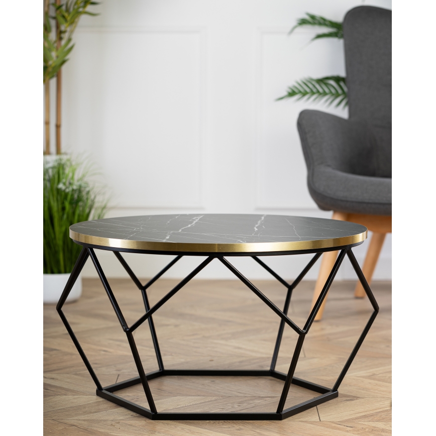 Масичка за кафе DIAMOND 40x70 см черен/златист