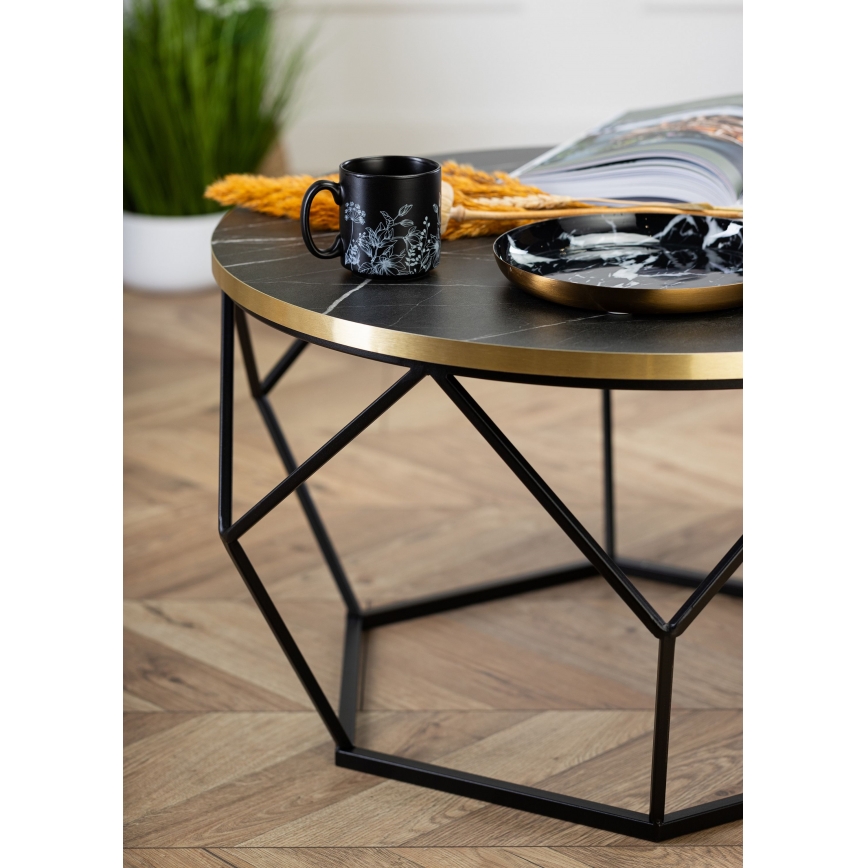 Масичка за кафе DIAMOND 40x70 см черен/златист
