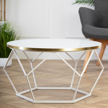 Масичка за кафе DIAMOND 40x70 см златист/бял