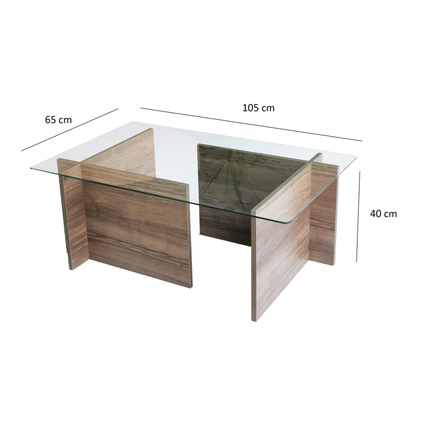 Масичка за кафе ESCAPE 40x105 см кафяв/прозрачен