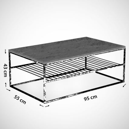 Масичка за кафе ETNA 43x95 cм бяла/черна