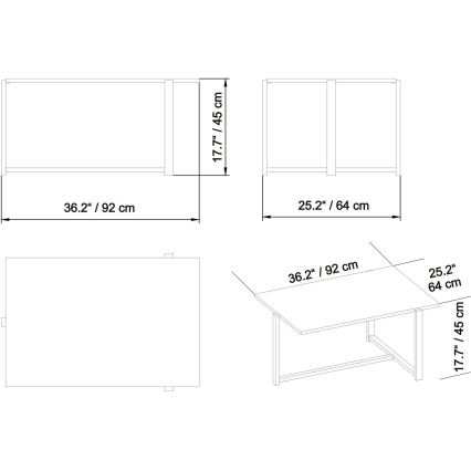 Масичка за кафе MERIDETHS 45x92 cм златиста/бяла