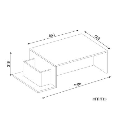 Масичка за кафе POT 32x107 cм бяла