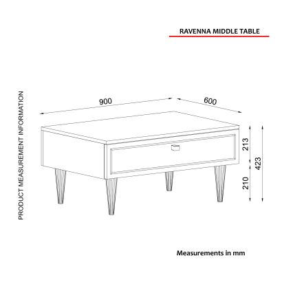 Масичка за кафе RAVENNA 60x90 cм бяла