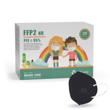 Mask One респиратор детски размер FFP2 NR - CE 0370 черен 1бр.