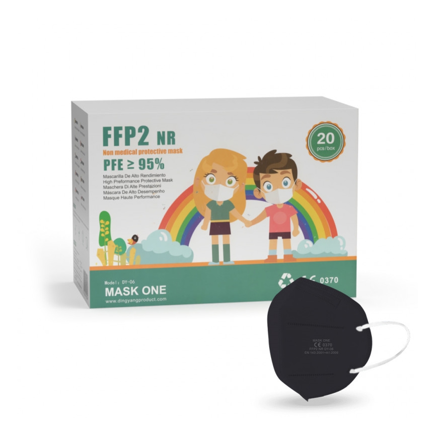 Mask One респиратор детски размер FFP2 NR - CE 0370 черен 1бр.