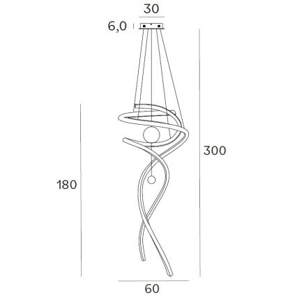 MAXLIGHT P0500D - LED Димируем пендел RITZ LED/100W/230V Ø 60 см CRI 90 черен