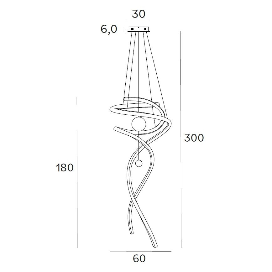 MAXLIGHT P0500D - LED Димируем пендел RITZ LED/100W/230V Ø 60 см CRI 90 черен