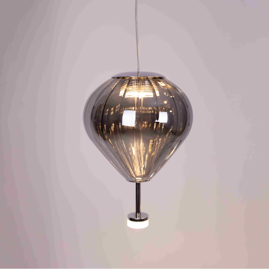 MAXLIGHT P0526D - LED Димируем пендел PALLONCINI 11xLED/6W/230V Ø 45 см прозрачен/бежов/опушен