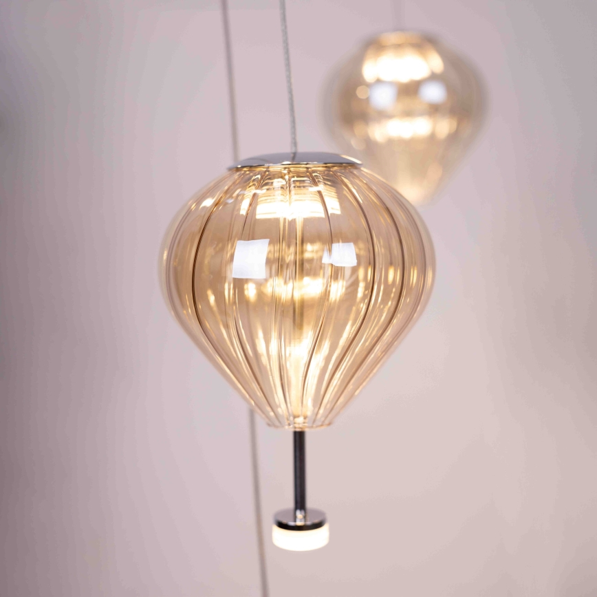 MAXLIGHT P0526D - LED Димируем пендел PALLONCINI 11xLED/6W/230V Ø 45 см прозрачен/бежов/опушен