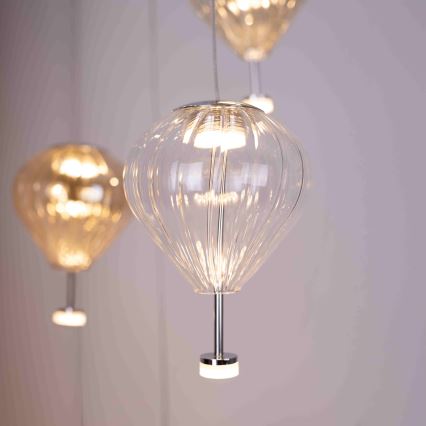 MAXLIGHT P0526D - LED Димируем пендел PALLONCINI 11xLED/6W/230V Ø 45 см прозрачен/бежов/опушен