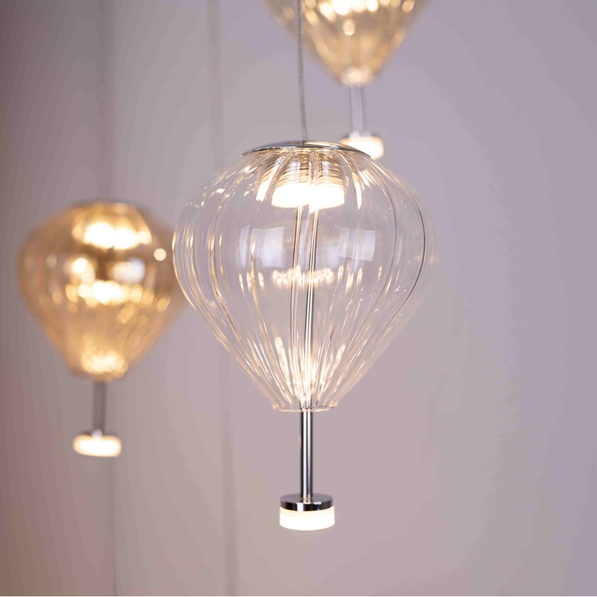 MAXLIGHT P0526D - LED Димируем пендел PALLONCINI 11xLED/6W/230V Ø 45 см прозрачен/бежов/опушен