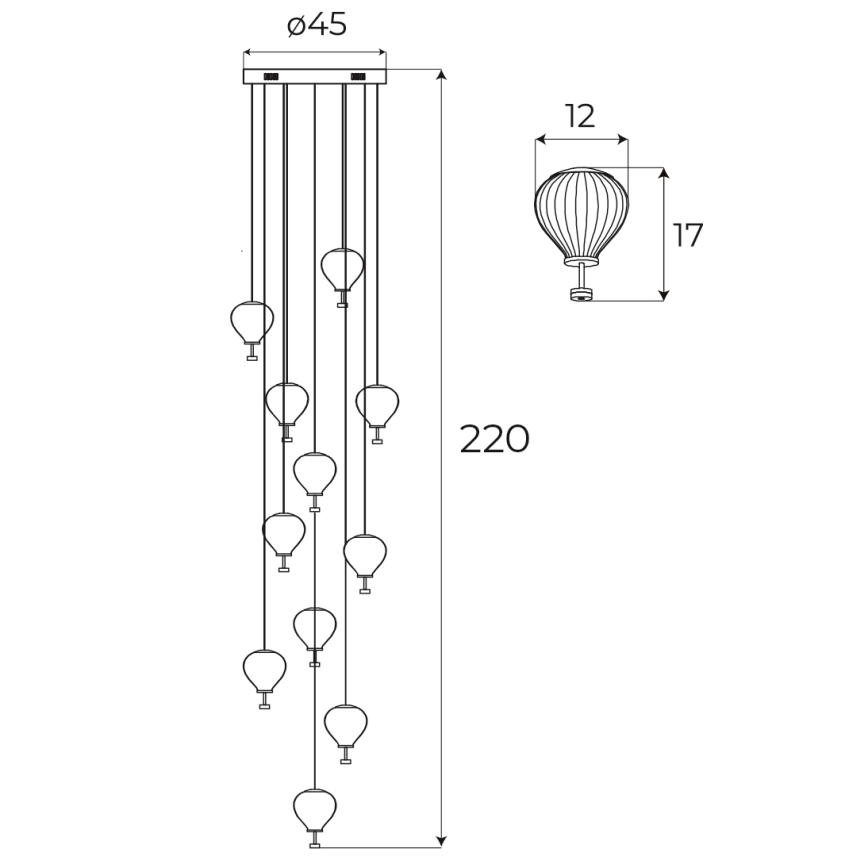 MAXLIGHT P0526D - LED Димируем пендел PALLONCINI 11xLED/6W/230V Ø 45 см прозрачен/бежов/опушен