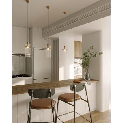 MAXLIGHT P0531 - LED Пендел SIGNATURE LED/8W/230V Ø 15 см месинг/прозрачен