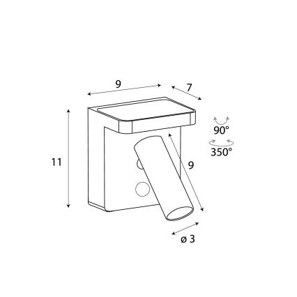 MAXLIGHT W0374 - LED Стенен спот с безжично зареждане LOFER LED/7W/230V черен