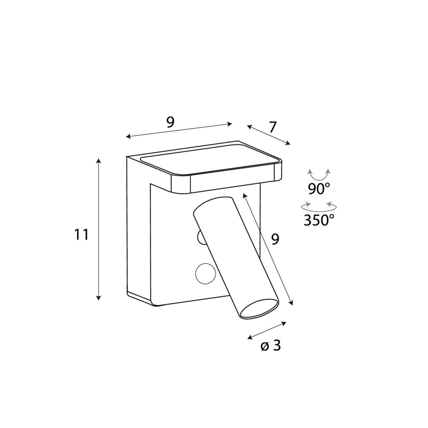MAXLIGHT W0374 - LED Стенен спот с безжично зареждане LOFER LED/7W/230V черен