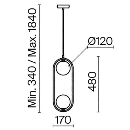 Maytoni MOD013PL-02BS1 - Пендел RING 2xG9/25W/230V месинг