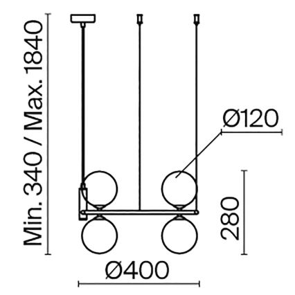 Maytoni MOD013PL-04BS1 - Пендел RING 4xG9/25W/230V златист