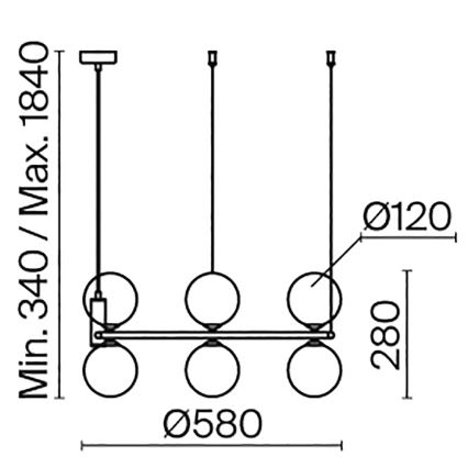 Maytoni MOD013PL-06BS1 - Пендел RING 6xG9/25W/230V месинг