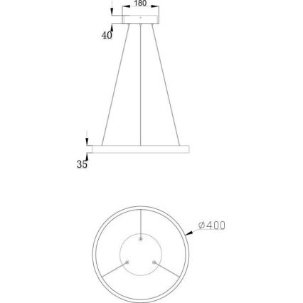 Maytoni MOD058PL-L22B3K - LED Пендел RIM LED/25W/230V 3000K Ø 40 см черен