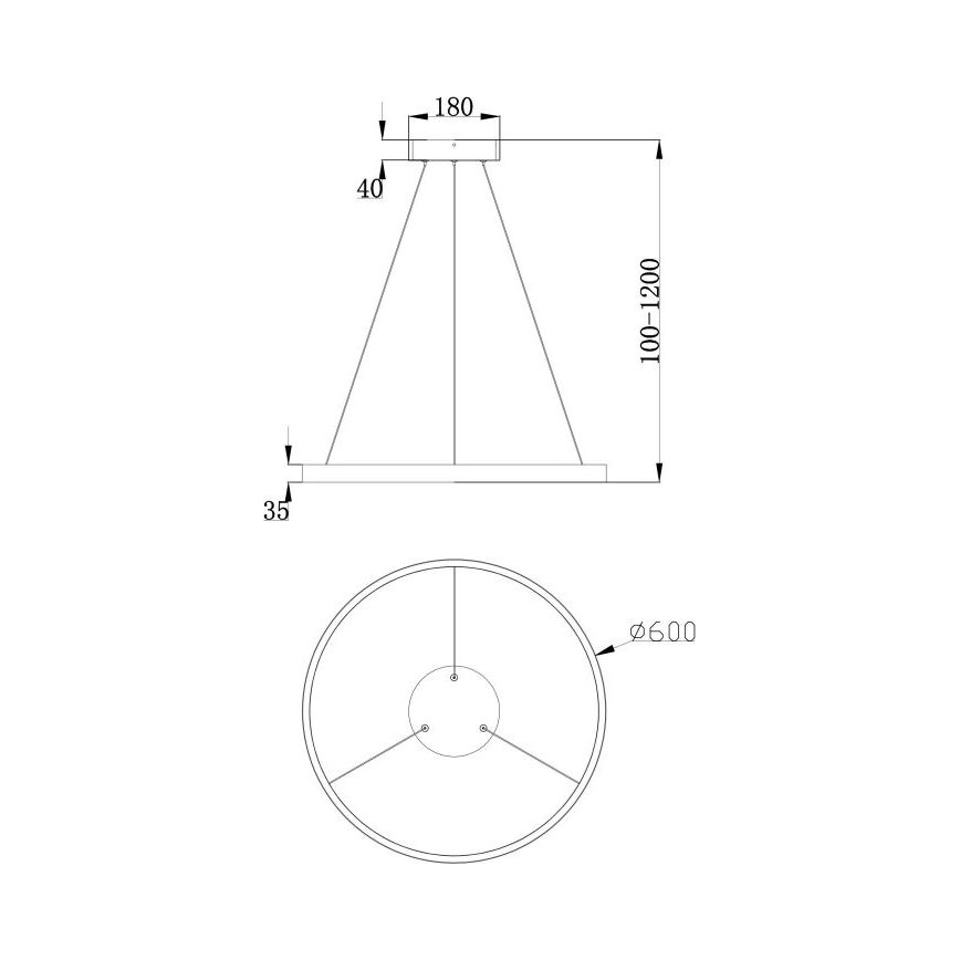 Maytoni MOD058PL-L32B3K - LED Пендел RIM LED/37W/230V 3000K Ø 60 см черен