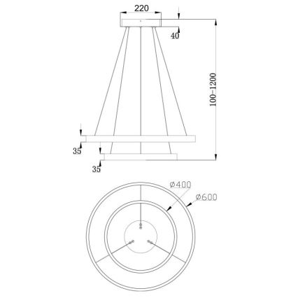 Maytoni MOD058PL-L55BS3K - LED Пендел RIM LED/61W/230V 3000K Ø 60 см златист