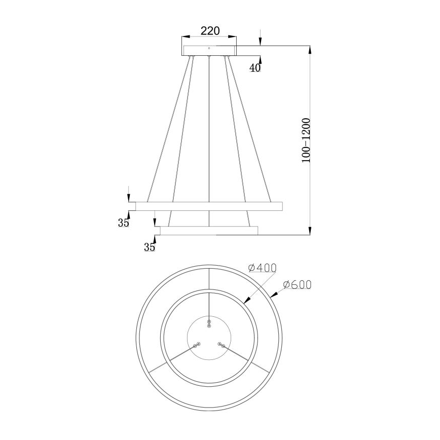 Maytoni MOD058PL-L55BS3K - LED Пендел RIM LED/61W/230V 3000K Ø 60 см златист