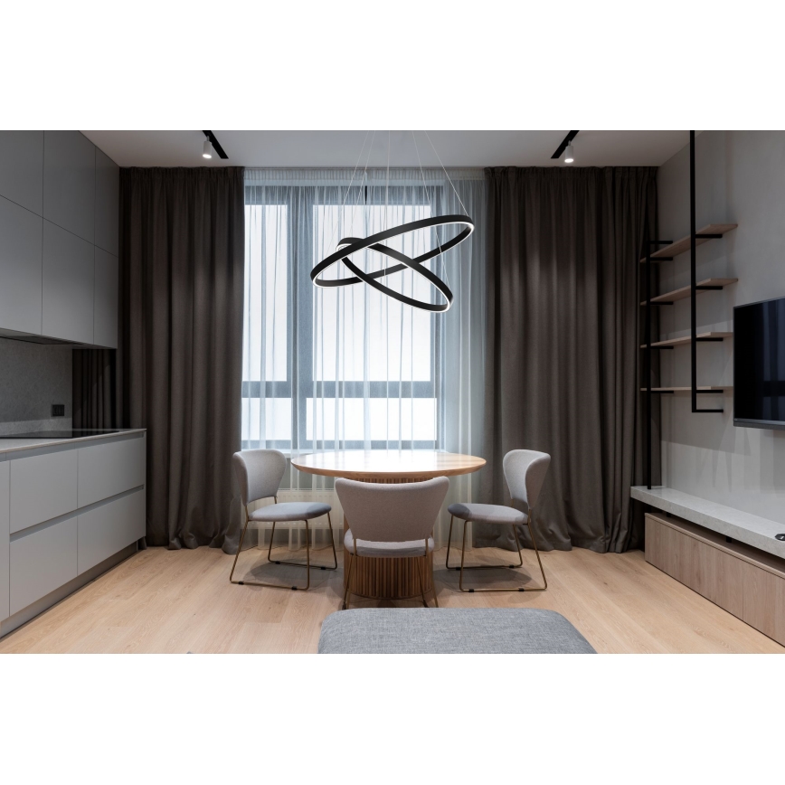 Maytoni MOD058PL-L74B3K - LED Пендел RIM LED/88W/230V 3000K Ø 80 см черен