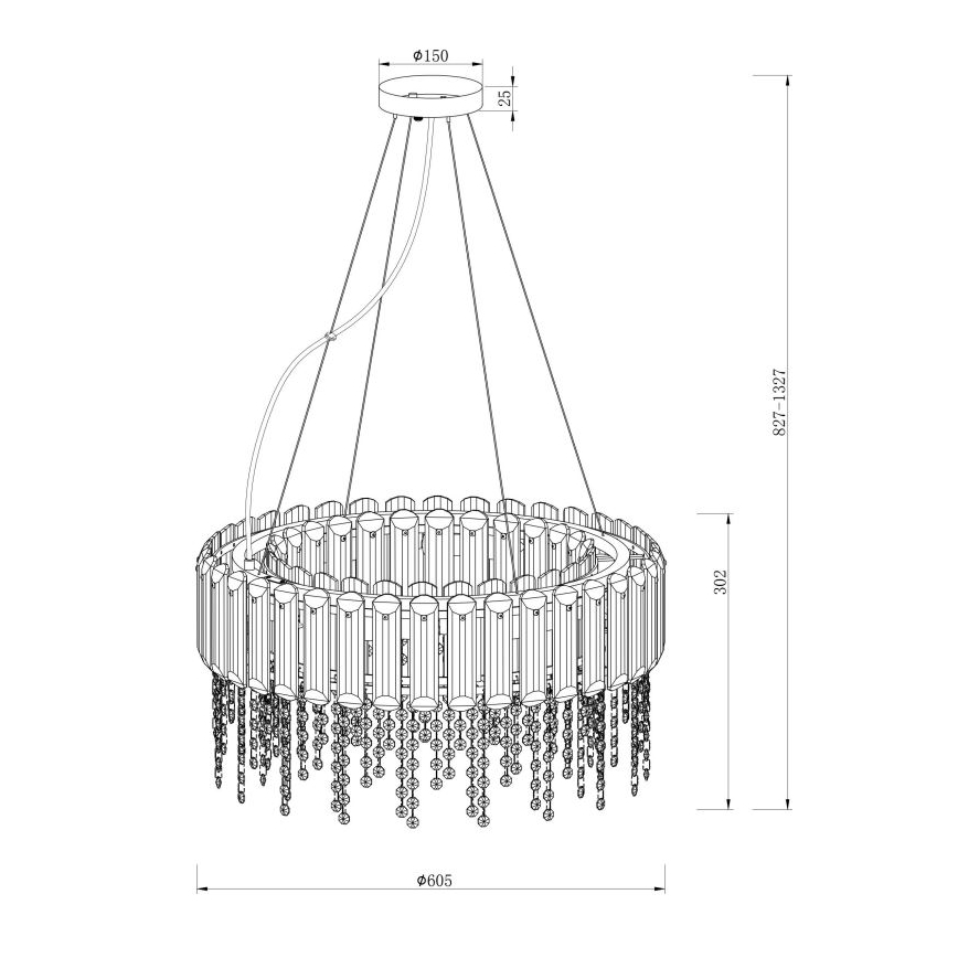 Maytoni MOD097PL-08CH - Пендел HAIL 8xE14/40W/230V Ø 60,5 см лъскав хром