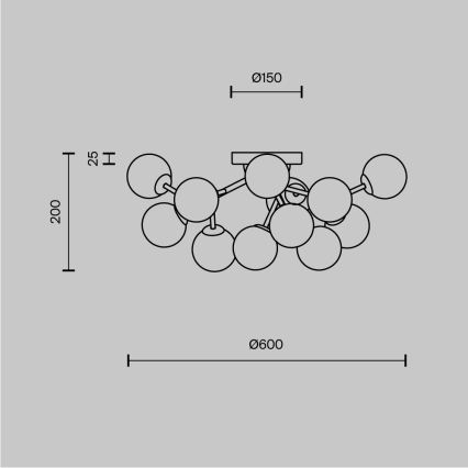 Maytoni MOD545CL-12B - Таванно осветително тяло DALLAS 12xG9/28W/230V черно/димно