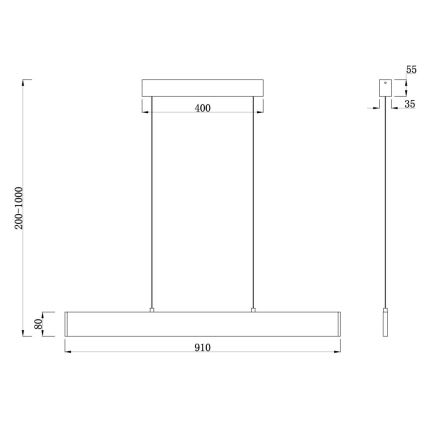 Maytoni P010PL-L23B4K - LED Пендел STEP LED/23W/230V 4000K 91 см черен