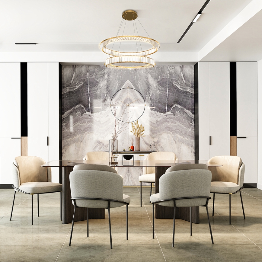 Maytoni P097PL-L90G4K - LED полилей KRONE на кабел, LED/90W/230V, CRI 90, Ø 102 см, златист