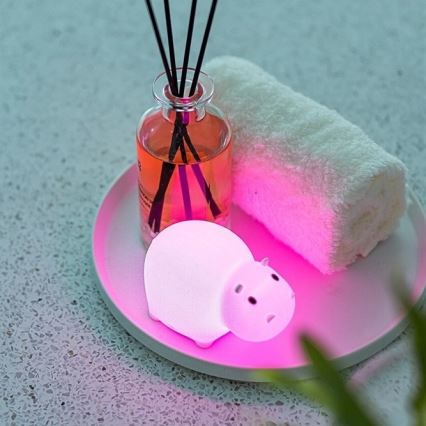 MegaLight - LED RGB Акумулаторна детска сензорна лампа за вана SWIMMY HIPPO LED/5V