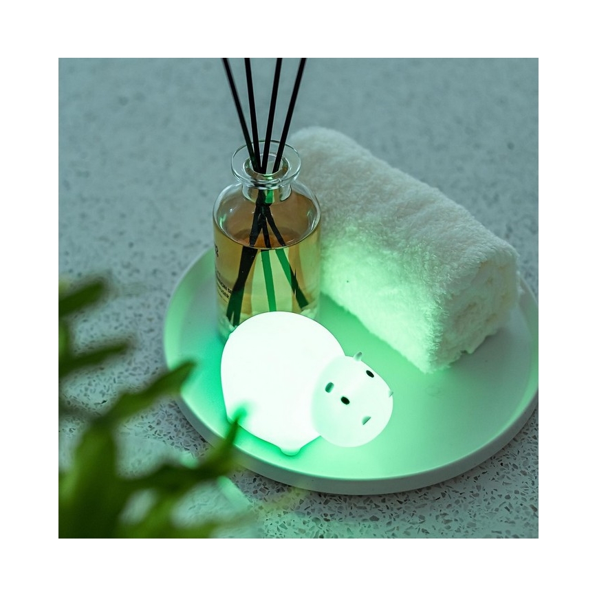 MegaLight - LED RGB Акумулаторна детска сензорна лампа за вана SWIMMY HIPPO LED/5V