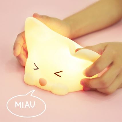 MegaLight - LED RGB Димируем акумулаторен детски докосване лампа CATTY CAT LED/5V