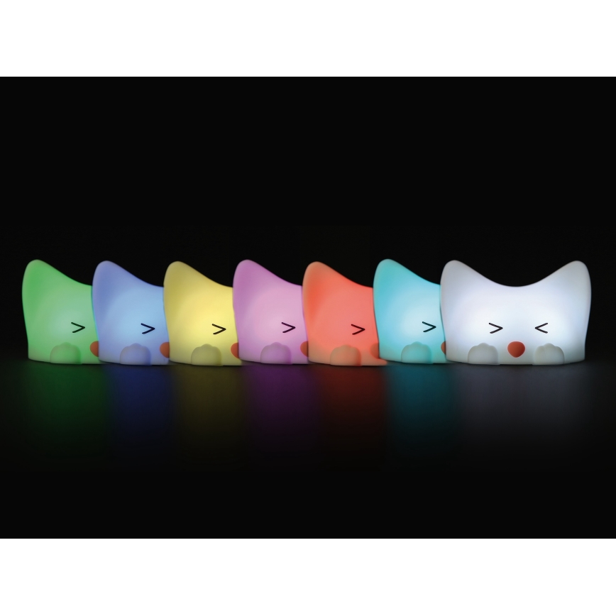 MegaLight - LED RGB Димируем акумулаторен детски докосване лампа CATTY CAT LED/5V