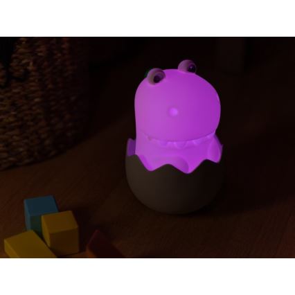 MegaLight - LED RGB Димируем акумулаторен детски докосване лампа DIGGY DINO LED/5V