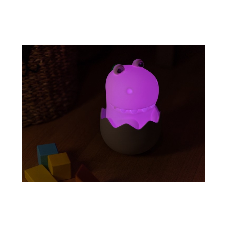 MegaLight - LED RGB Димируем акумулаторен детски докосване лампа DIGGY DINO LED/5V