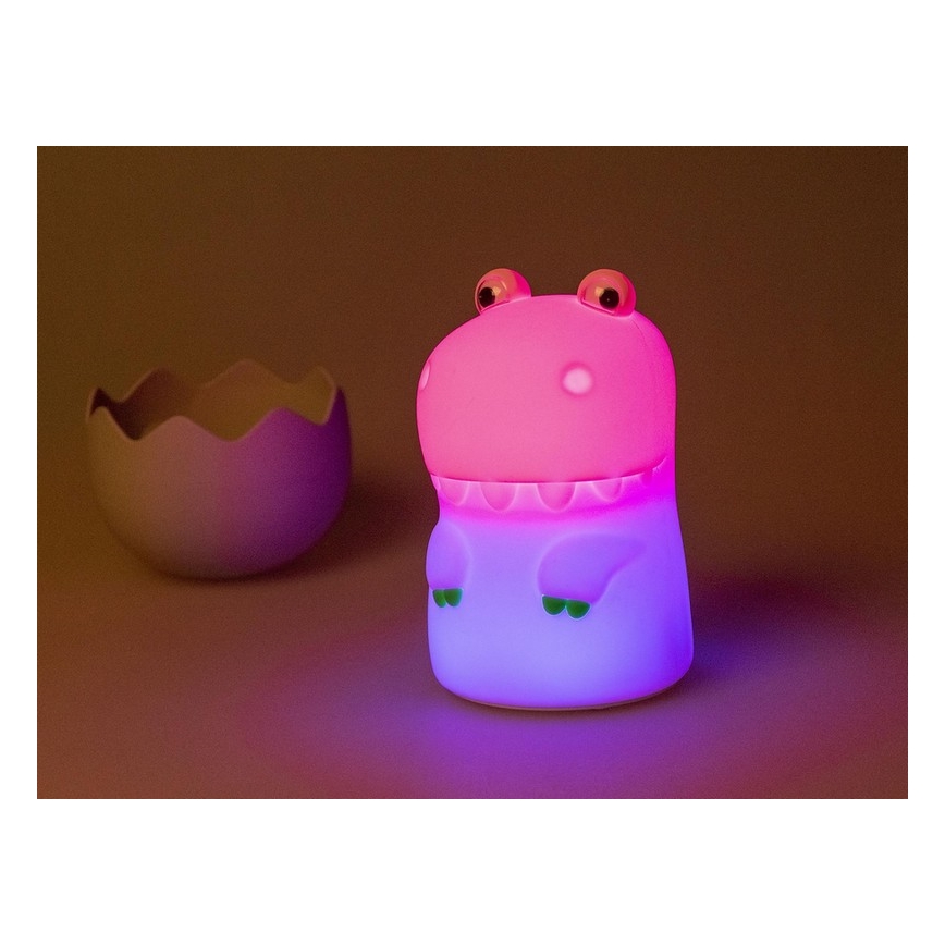 MegaLight - LED RGB Димируем акумулаторен детски докосване лампа DIGGY DINO LED/5V