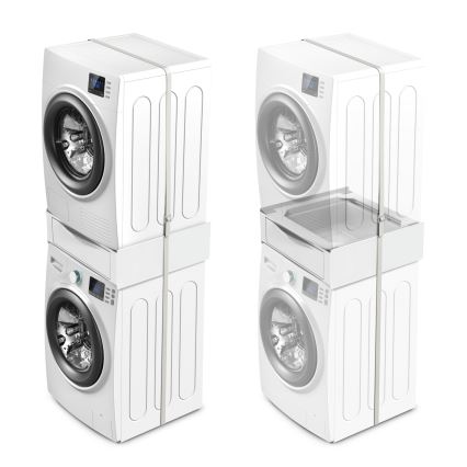 Meliconi 656112 - Междинна поставка за пералня и сушилня с изтеглящо се 28-литрово отделение за съхранение, бяла